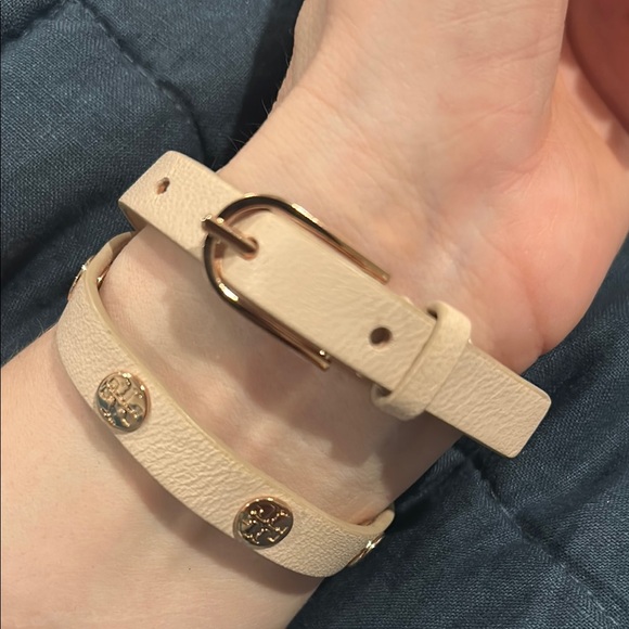 Tory Burch Beige Leather Wrap Bracelet - Picture 2 of 5